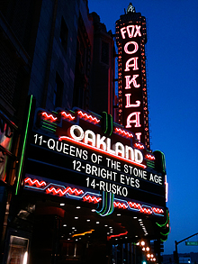 Queens of the Stone Age on the marquee of Oakland's Fantastic Fox Theater