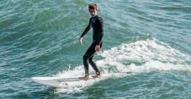 Henry surfing at The Hook, Santa Cruz