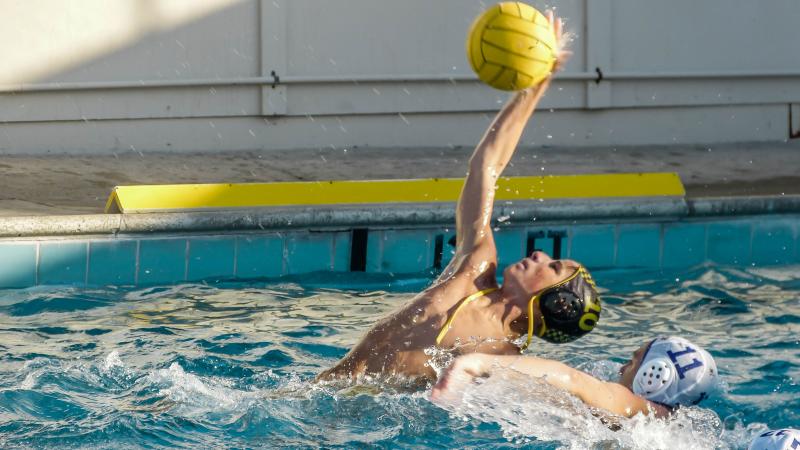 Henry Boeger playing water polo for Alameda HS Hornets