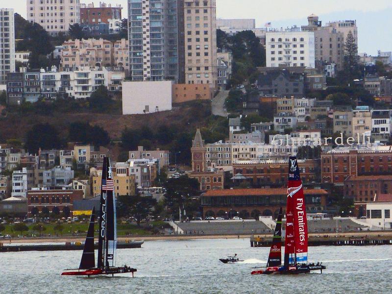Impromptu scrimmage as viewed from atop Angel Island.