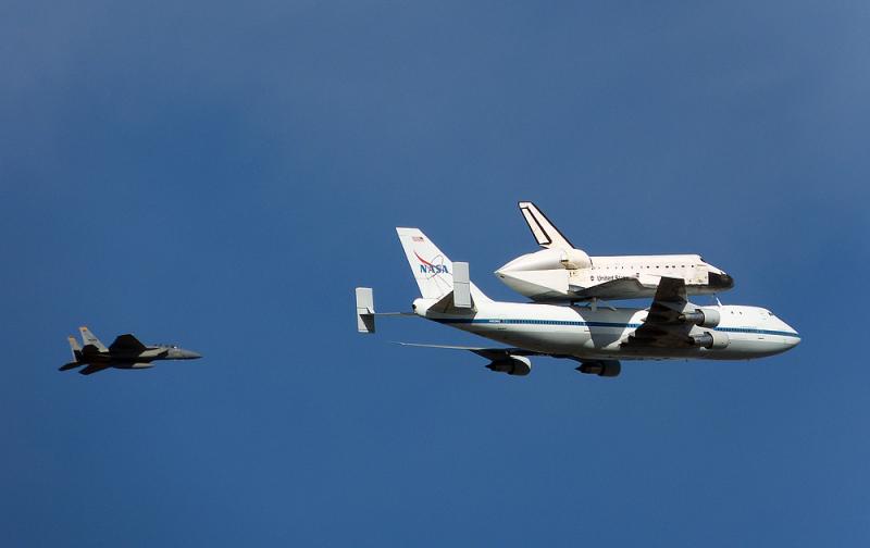 Fighter escort for the space shuttle.