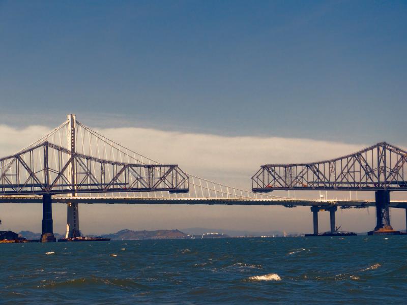 Dismantling the old Bay Bridge as viewed from a Ranger 33