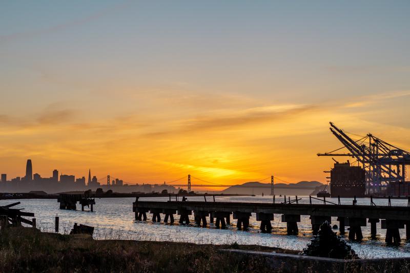 Sunset view of SF from Alameda.
