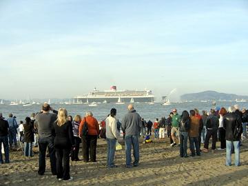 Queen Mary 2 Sails Through The Golden Gate